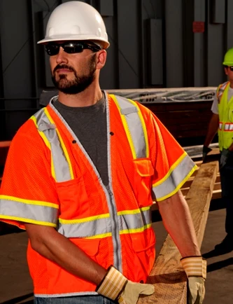 Premium BRILLIANT, Ultra-Cool Orange Mesh, Class 3 Surveyors Vest, LARGE with Full Color Graphic