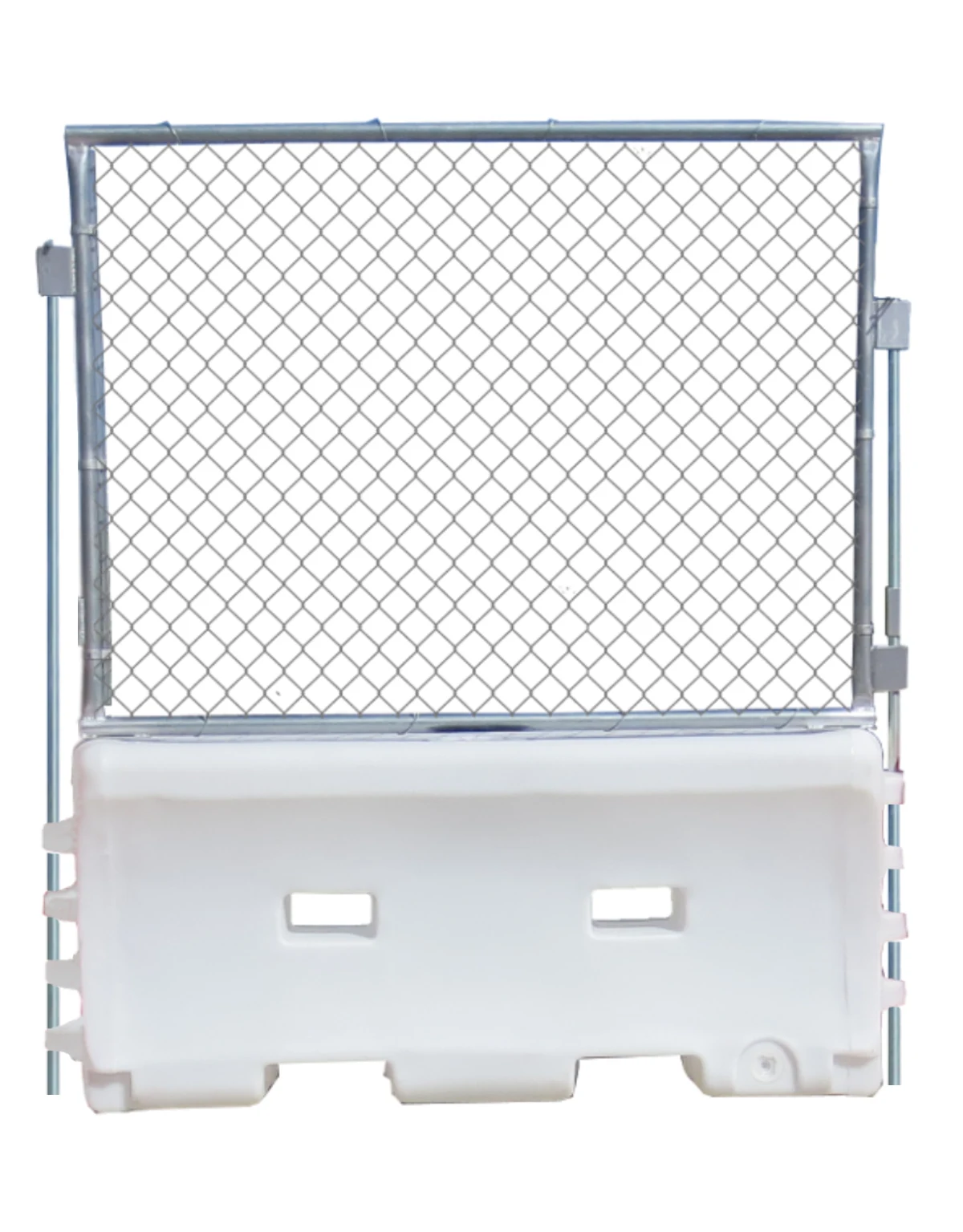 72\"L x 32\"H x 18\"W White TrafFix Water-Wall Water-Filled Barrier with 52\" Tall Fence Panel