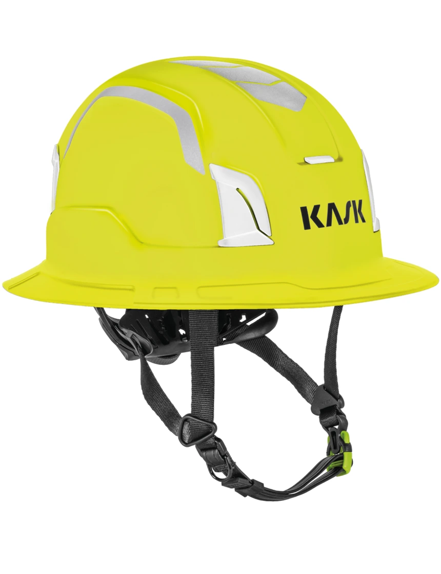Lime with Reflectors Kask Zenith X2 Full Brim Hi-Viz Safety Helmet w/ Full Color Graphic