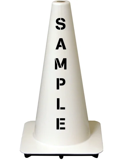 White 18\" Traffic Cone with Double Sided Custom Lettering