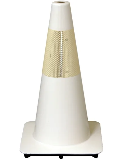 White 18\" Traffic Cone w/6\" Reflective Collar