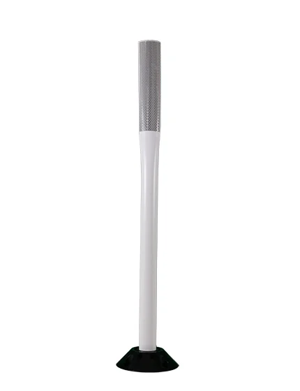 42\" White Flat Faced Delineator w/ One (1) 2\"X 12\" White Reflective Strip \u0026 Asphalt Hardware