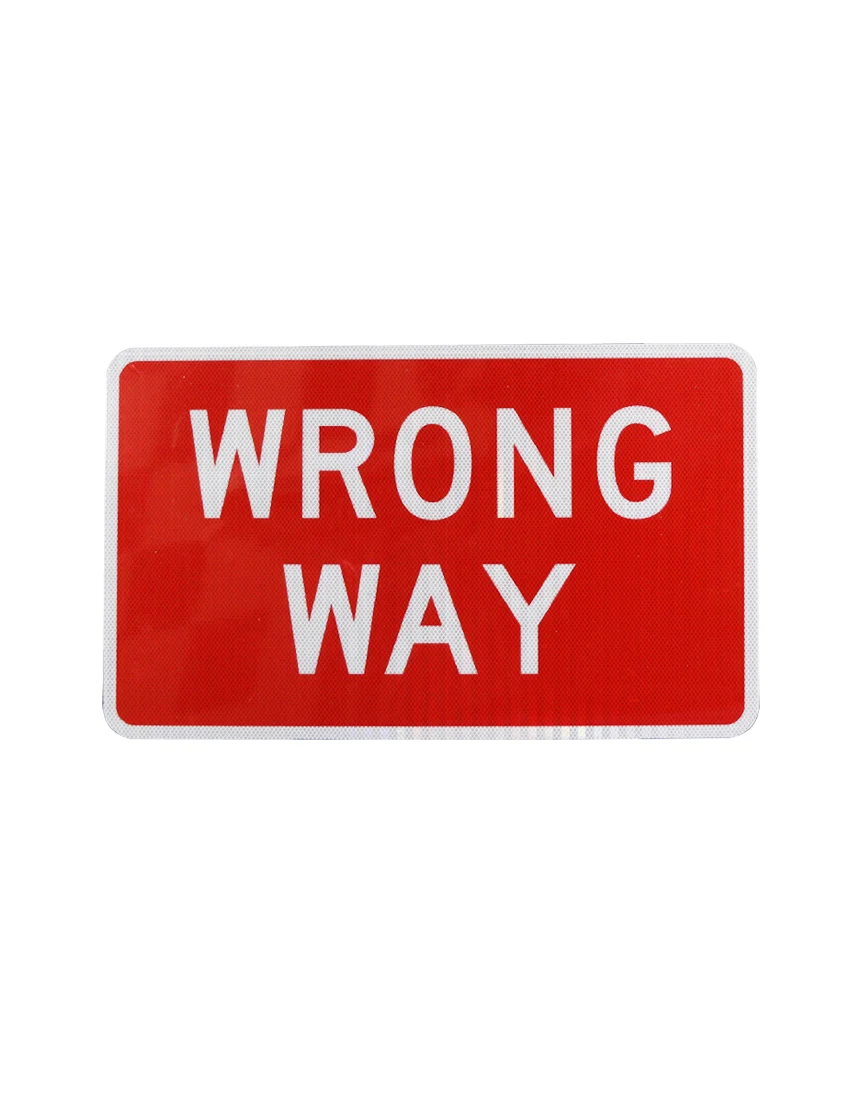 30\" X 18\" Wrong Way Sign w/ HI Sheeting, 3 Mil Acm
