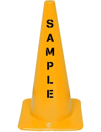 Yellow 28\" Traffic Cone with Double Sided Custom Lettering