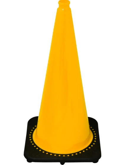 Yellow 28\" 7 lbs JBC Black Base Traffic Cone