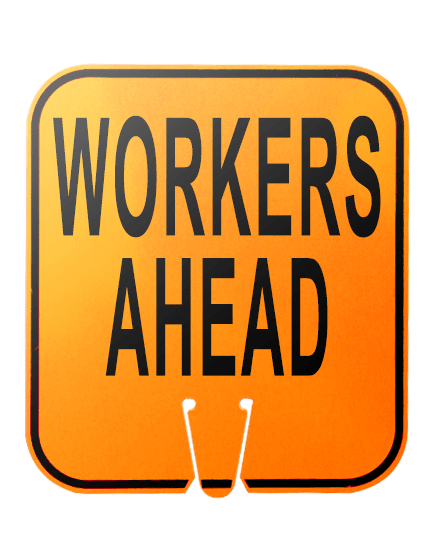 12\" X 13 1/4\", Reflective Clip On Sign, Workers Ahead
