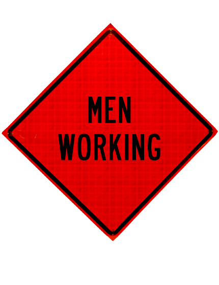 36\", Heavy Duty, Reflective Roll Up Sign, Men Working
