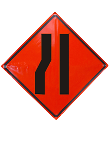 Left Lane Ending Symbol Sewn Pockets Non Reflective 36\" By 36\"