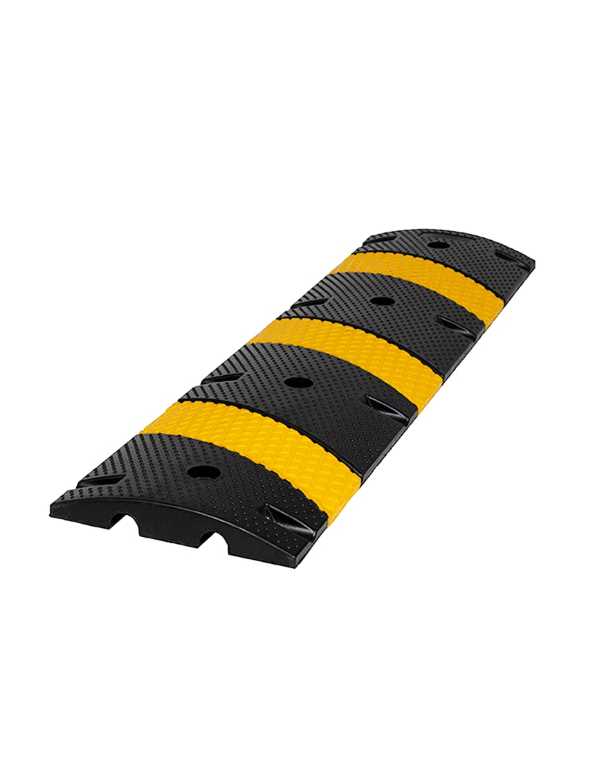 Cortina Safety Products 6' Black/Yellow Rubber Speed Bump - White Cap
