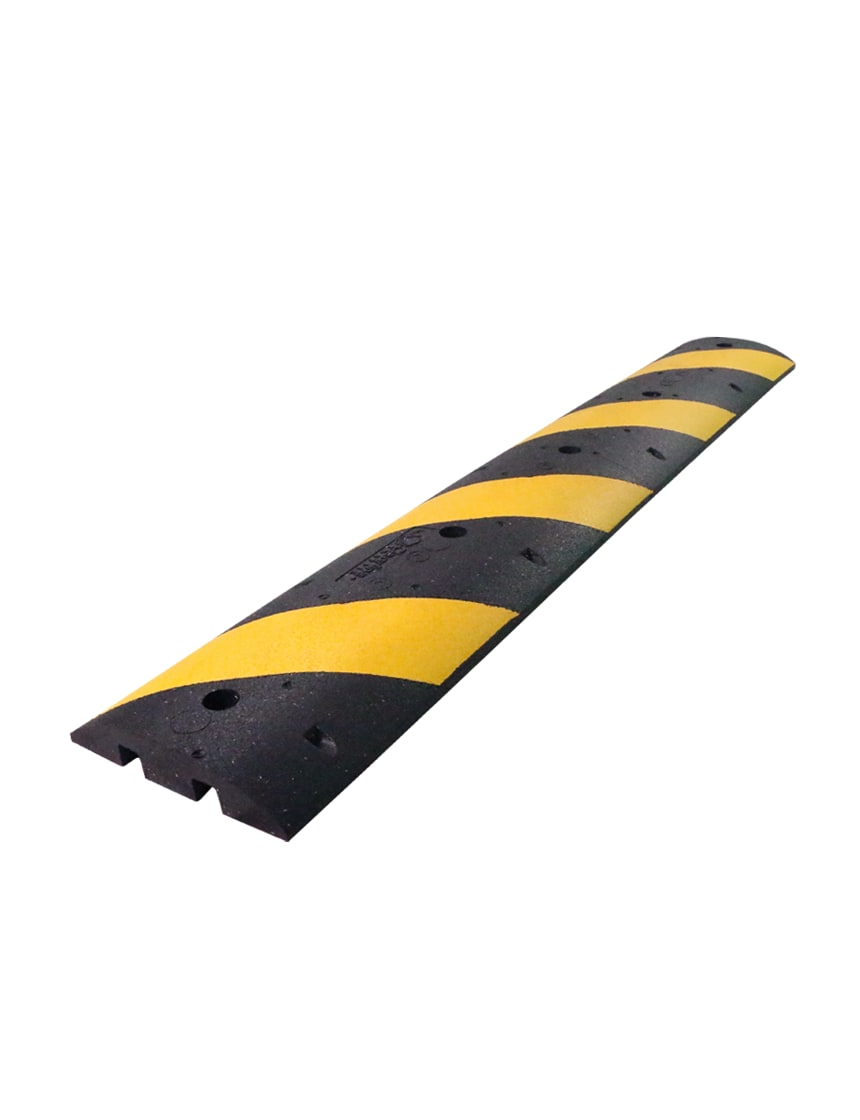 6' Economy Black & Yellow Rubber Speed Bump w/ Spikes | TSS