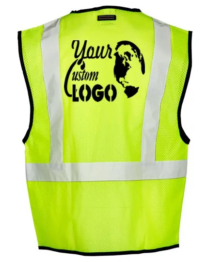 Lime, Class 2, One (1) Pocket, Zipper, Mesh Vest, SMALL-MEDIUM with Single Color Graphic