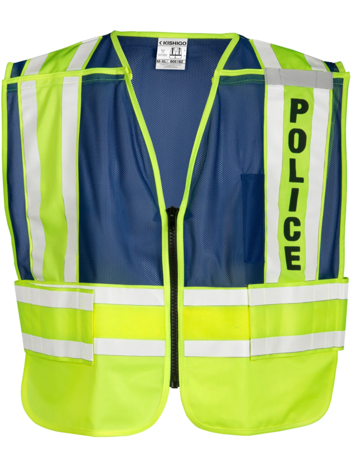 4-Point \"Breakaway\" Class 2 Vest Lettered w/Police, M-Xl w/Custom Non-Reflective Lettering