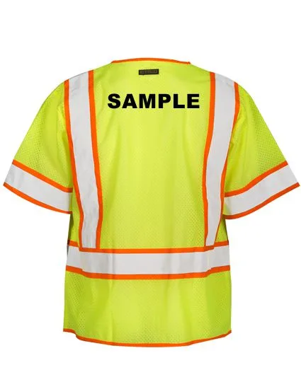 Standard, Ultra-Cool Lime Mesh, Class 3 Surveyors Vest, 4Xl w/ Non-Reflective Custom Lettering