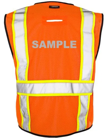 Orange, Class 2, 6 Pocket Contrast Mesh Vest, Size L-XL w/ Reflective Custom Lettering