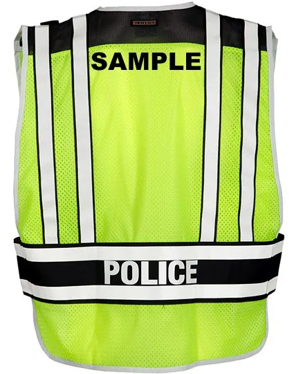 Lime \u0026 Black, 4-Point\"Breakaway\" Psv w/Police In Reflective Letters, M-Xl \u0026 Custom Blk Text