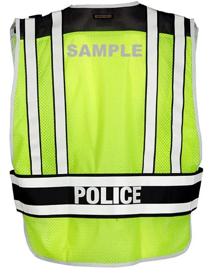 Lime \u0026 Black, 4-Point\"Breakaway\" Psv w/Police In Reflective Letters, M-Xl \u0026 Custom Reflective Text