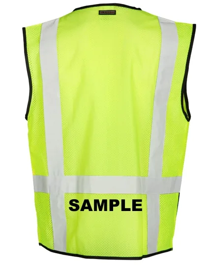 Economy, Lime Mesh, Black Bottom Class 2 Vest, S-M w/ Black Custom Lettering