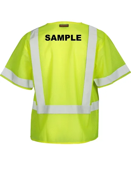 Economy Mesh, Lime, Class 3 Vest, L w/ Black Custom Lettering