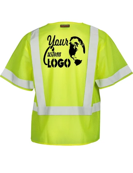Economy Mesh, Lime, Class 3 Vest, L w/ Single Color Graphic