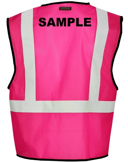 Enhanced Visibility (Non-ANSI) Pink Mesh Safety Vest, Size 4X-5X w/Custom Black Lettering