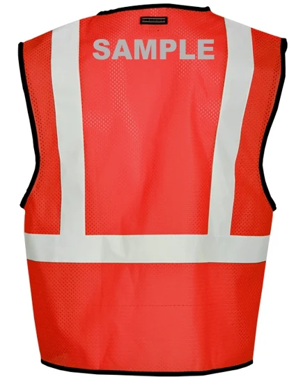 Enhanced Visibility (Non-ANSI) Red Mesh Safety Vest, Size L-XL w/Custom Reflective Lettering