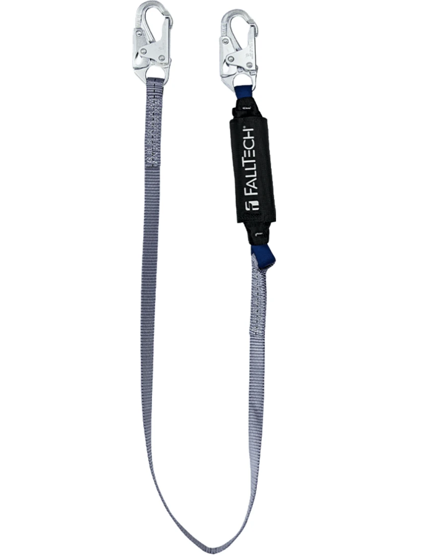 Falltech 6\u0027 Viewpack Energy Absorbing Lanyard, Single-Leg w/ Steel Snap Hooks