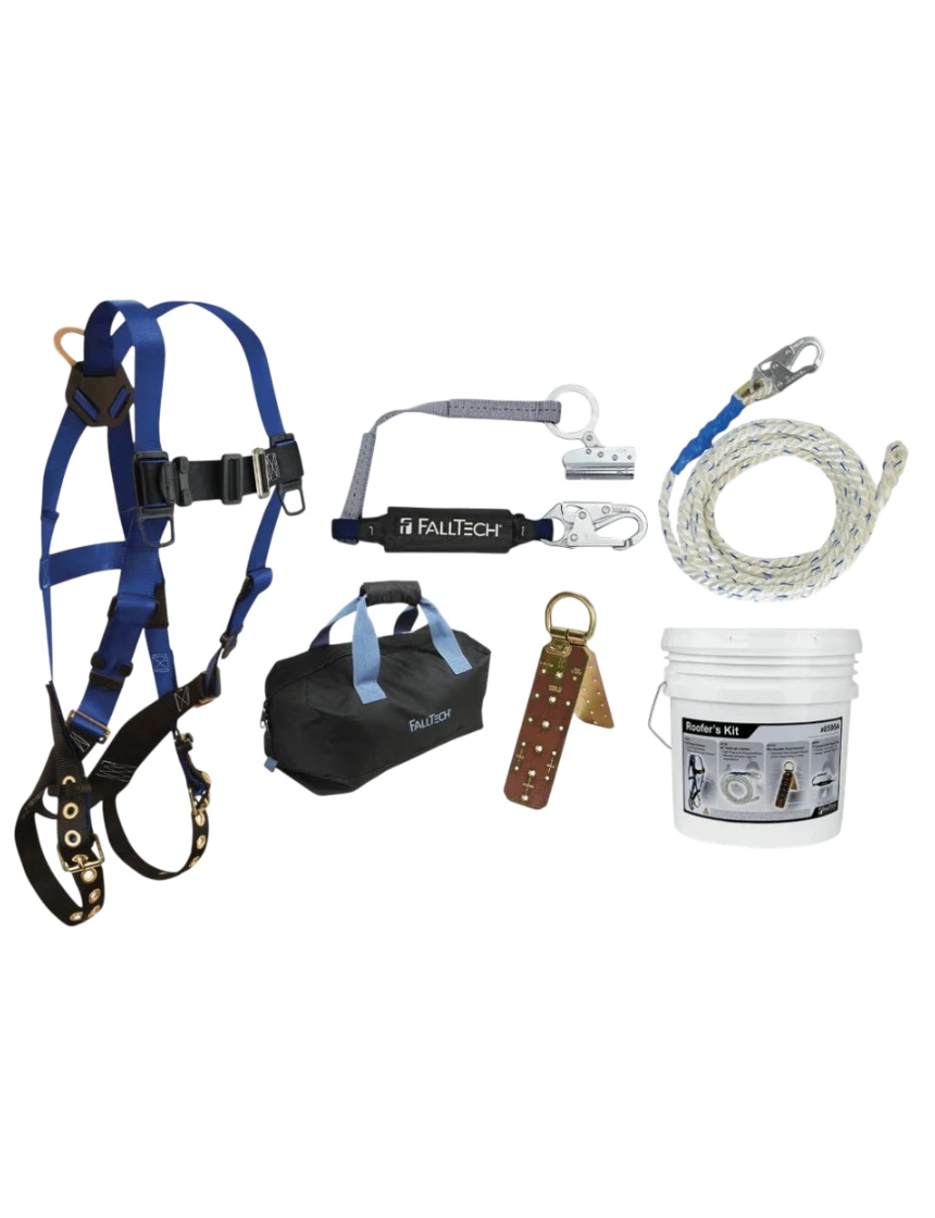 FallTech Roofer\u0027s Kit with Hinged Reusable Anchor, Trailing Rope Adjuster and Large Bag