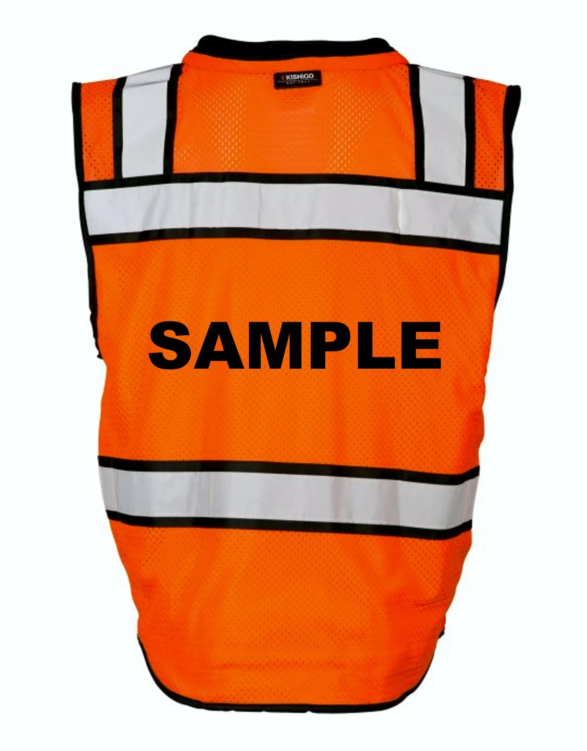 Kishigo Orange High Performance Class 2 Surveyors Vest, Small, with Custom Black Text