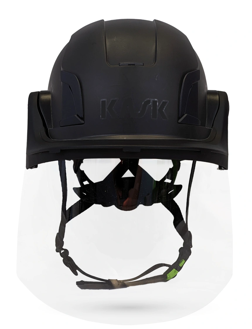 Black KASK Zenith X2 ANSI Safety Helmet with Full Face Shield \u0026 Brim Kit (Clear)