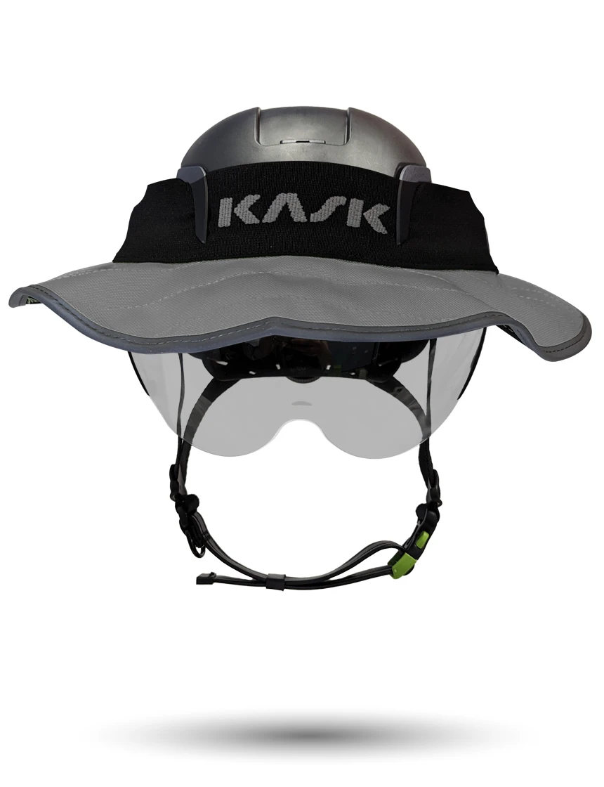 Black KASK Zenith X2 ANSI Safety Helmet with Half-Face Visor Kit (Silver Mirror) \u0026 360-degree Sun Shield (Anthracite Gray)
