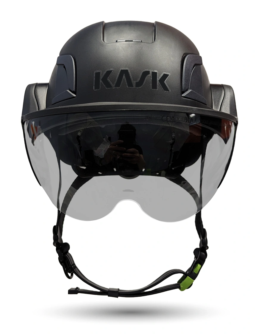 Black KASK Zenith X2 ANSI Safety Helmet with Half Face Visor Kit (Silver Mirror)