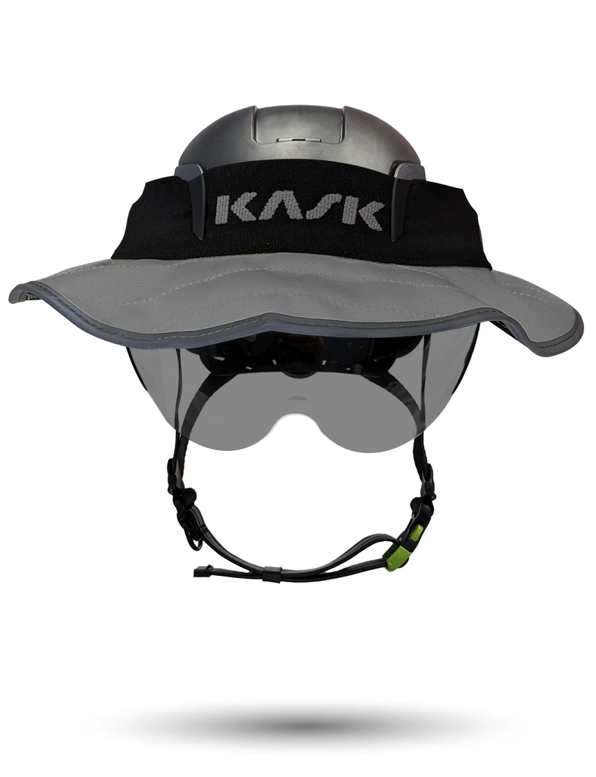 Black KASK Zenith X2 ANSI Safety Helmet with Half-Face Visor Kit (Smoke) \u0026 360-degree Sun Shield (Anthracite Gray)