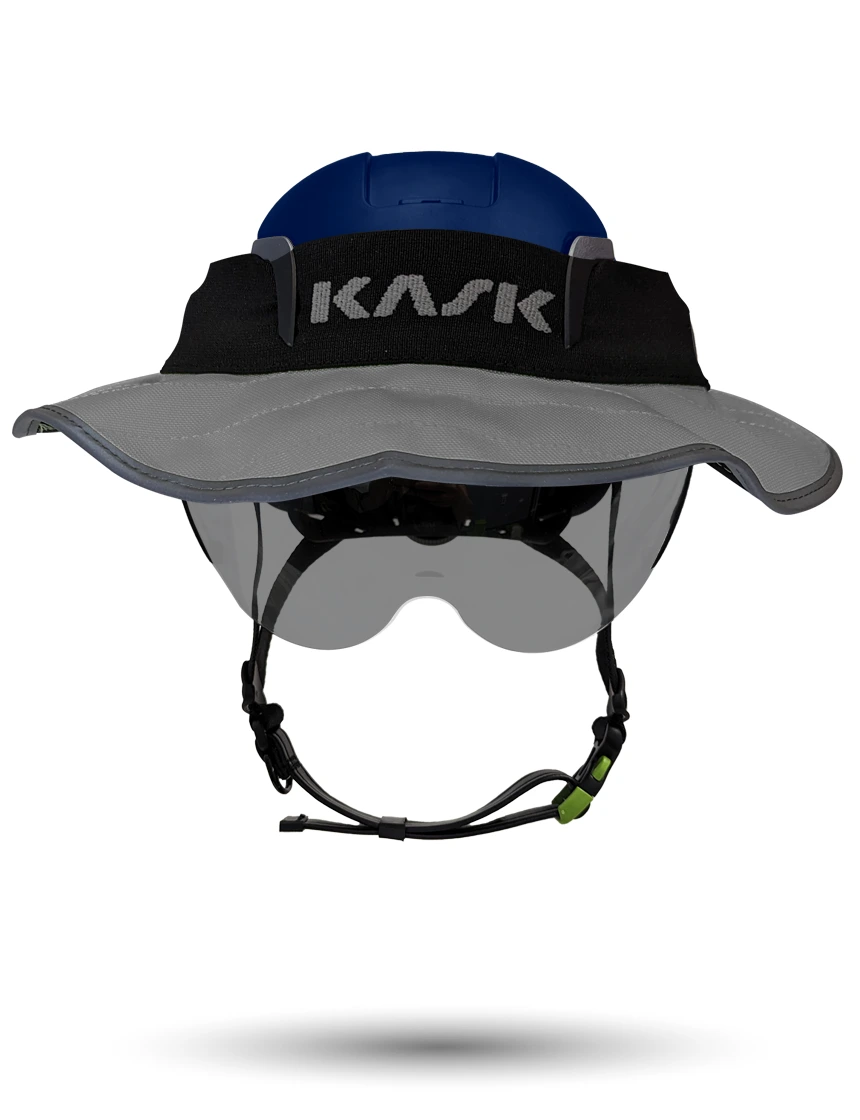 Blue Kask Zenith X2 ANSI Safety Helmet with Half-Face Visor Kit (Smoke) \u0026 360-degree Sun Shield (Anthracite Gray)
