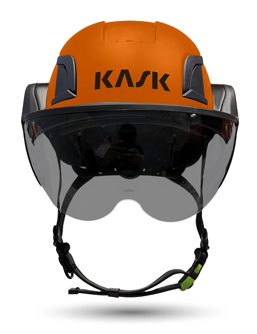 Orange KASK Zenith X2 ANSI Safety Helmet with Half Face Visor Kit (Smoke)