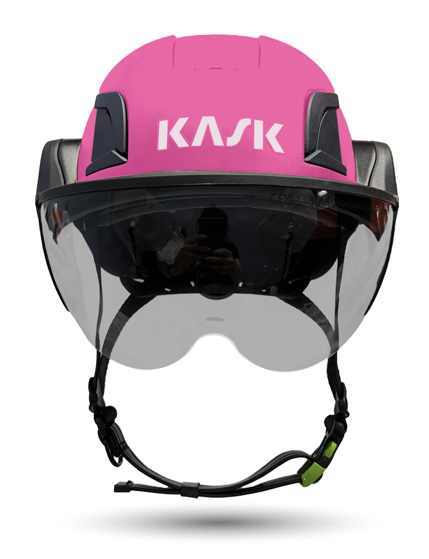 Pink KASK Zenith X2 ANSI Safety Helmet with Half Face Visor Kit (Silver Mirror)