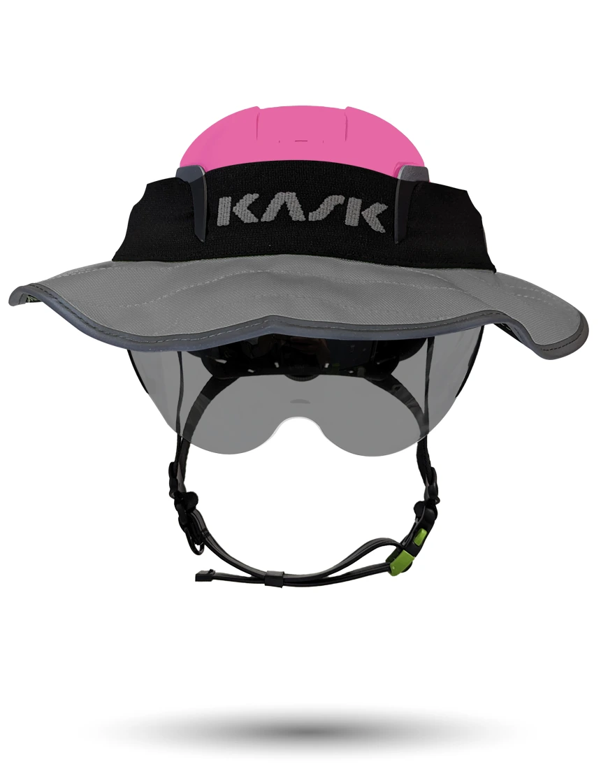 Pink KASK Zenith X2 ANSI Safety Helmet with Half-Face Visor Kit (Smoke) \u0026 360-degree Sun Shield (Anthracite Gray)