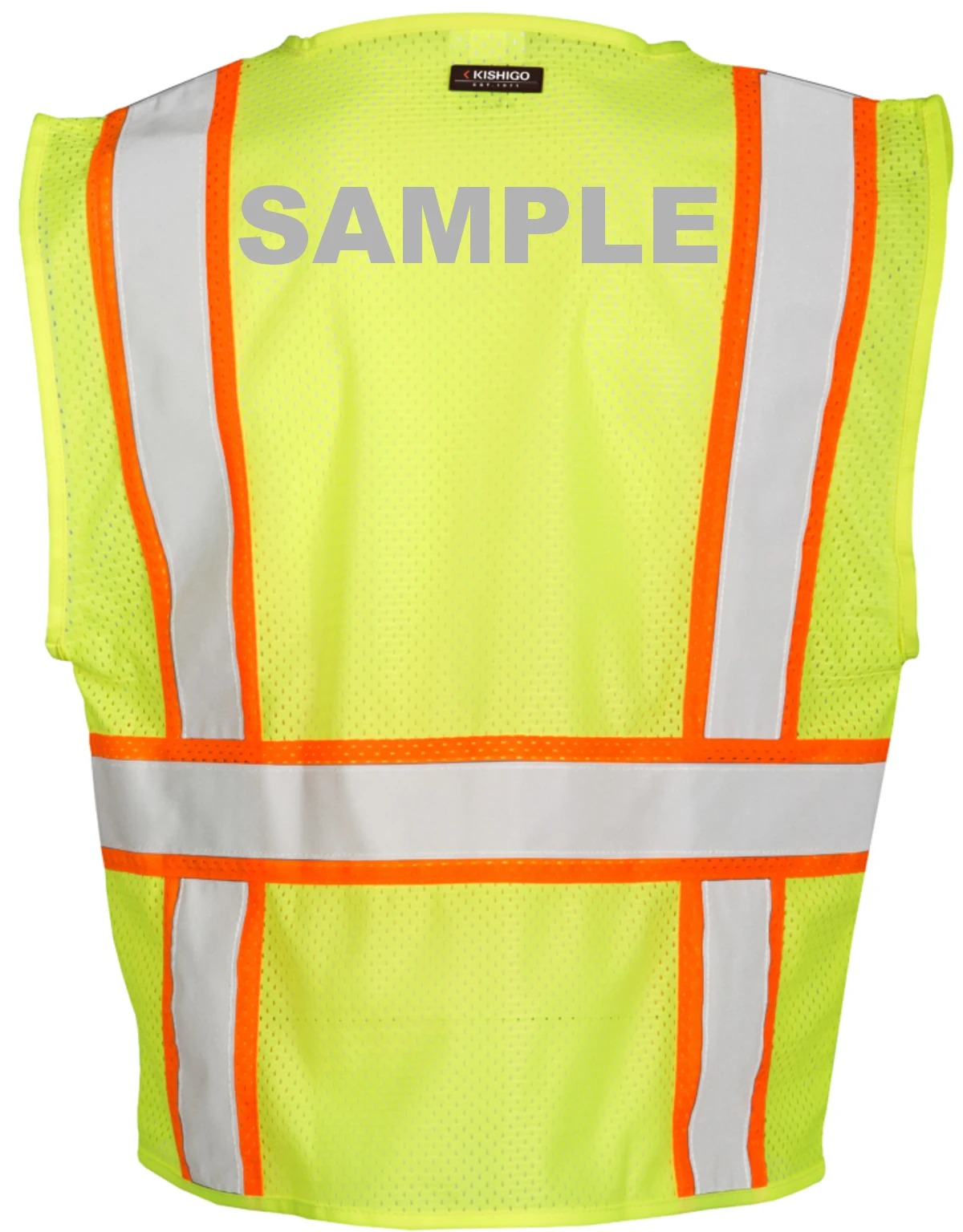 Lime, All Mesh Contrasting Class 2 Safety Vest, 3Xl w/Custom Reflective Lettering