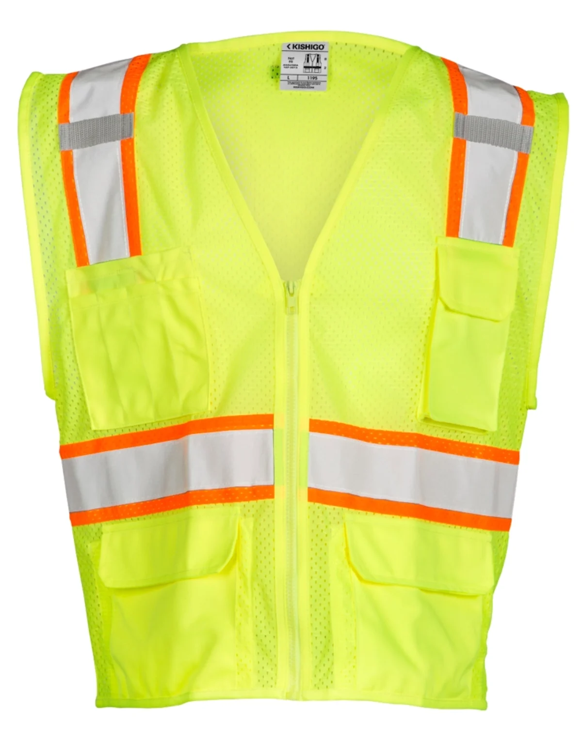 Lime, All Mesh Contrasting Class 2 Safety Vest, Small