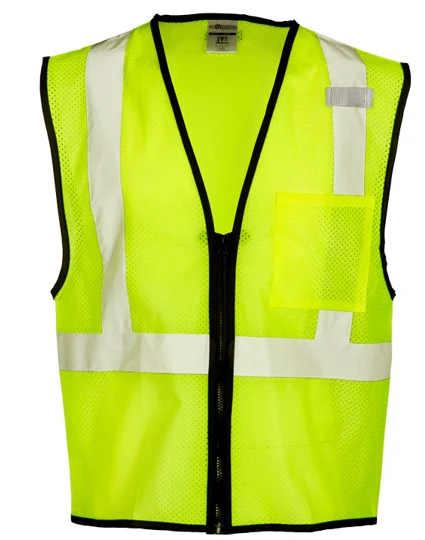 Lime, Class 2, One (1) Pocket, Zipper, Mesh Vest, 4Xl-5Xl
