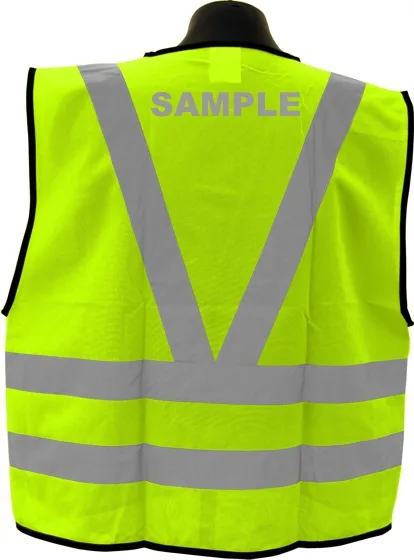 Lime Knit Vest, Class 2, Size 2XL-4XL V-Back Stripes and with Reflective Custom Lettering