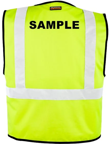 Lime Knit Vest, Class 2, Size 2XL-4XL with Black Custom Lettering