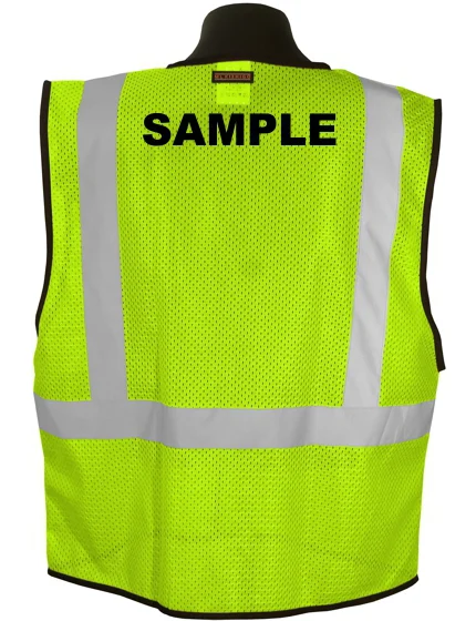 Lime Mesh, Class 2 Vest, Size L-XL with Black Custom Lettering