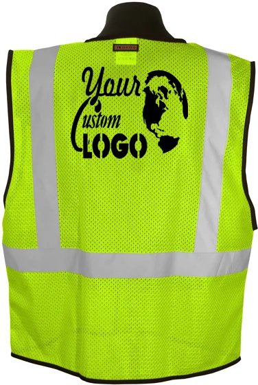 Lime Mesh, Class 2 Vest, Size L-XL with Full Color Graphic