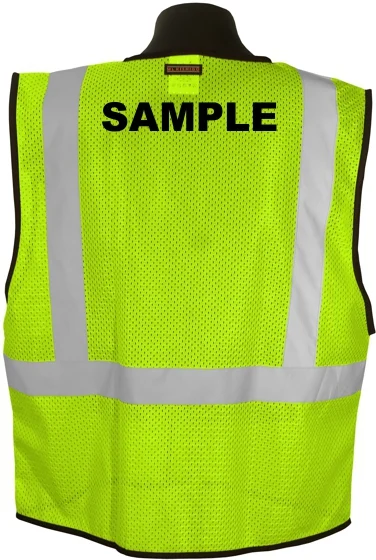 Lime Mesh, Class 2 Vest, Size S-M with Black Custom Lettering