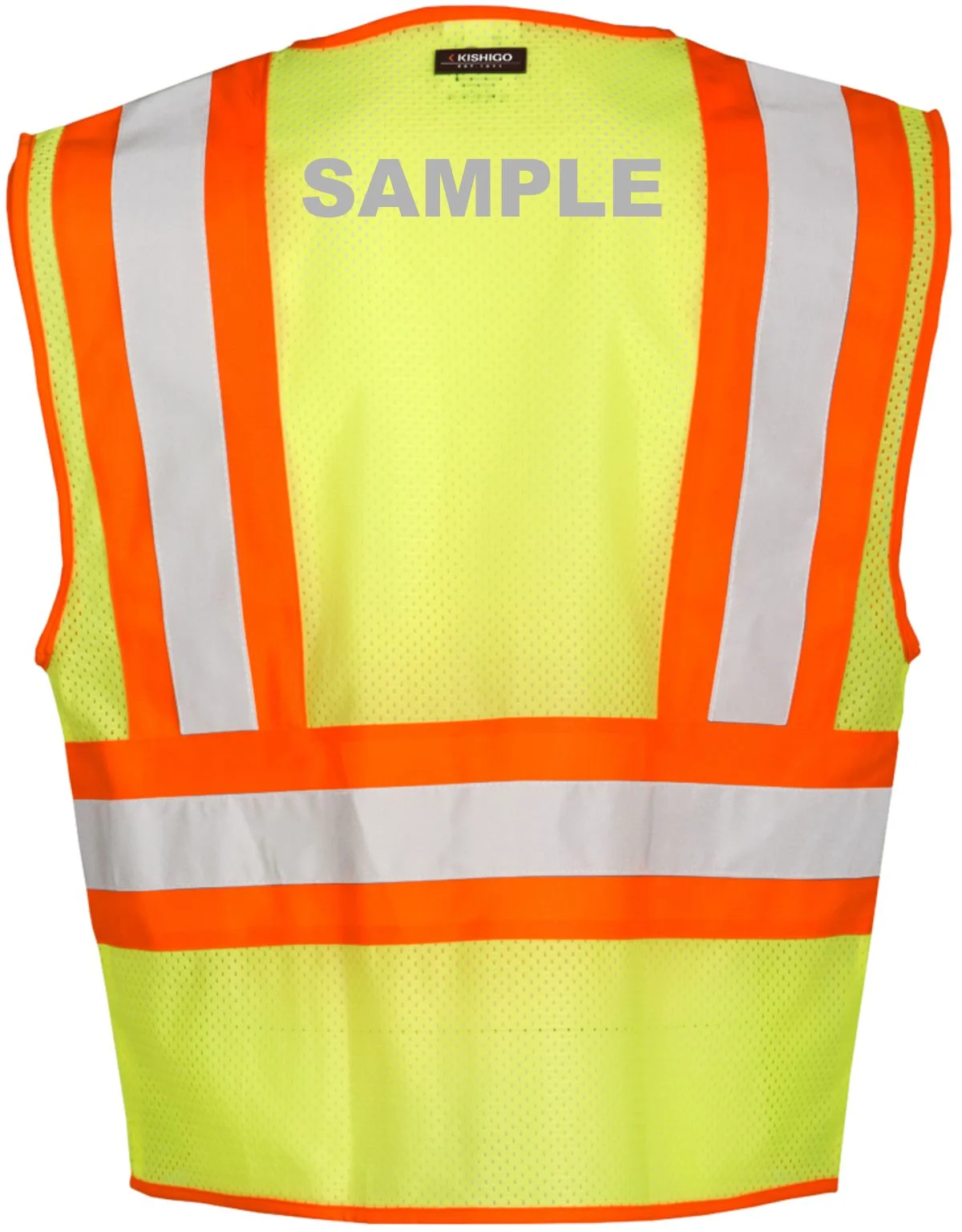 Lime, Mesh Contrasting Class 2 Safety Vest, Small w/Custom Reflective Lettering
