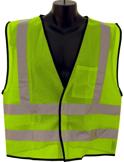 Lime Mesh Vest, Class 2, V-Back Stripes, Size 2XL-4XL with Single Color Graphic