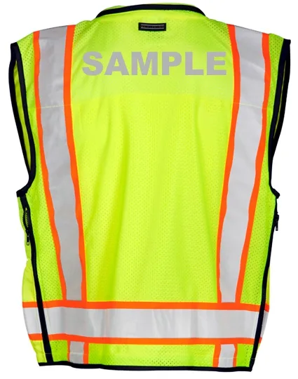Lime, Professional Surveyors Vest, Class 2, 4XL w/Reflective Custom Lettering