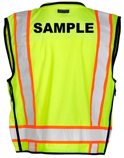 Lime, Professional Surveyors Vest, Class 2, X-Large w/Black Custom Lettering