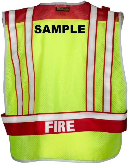 Lime \u0026 Red, 4-Point \"Breakaway\" PSV w/FIRE in reflective letters, M-XL \u0026 Custom Blk Text