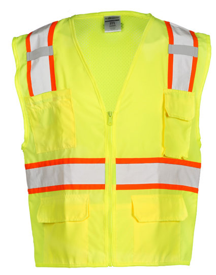 Lime Vest, Class 2, Solid Front with Mesh Back, Size: SMALL
